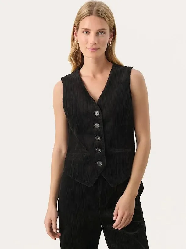 Sacs of Ashbourne   Part Two Linka Black Corduroy Waistcoat