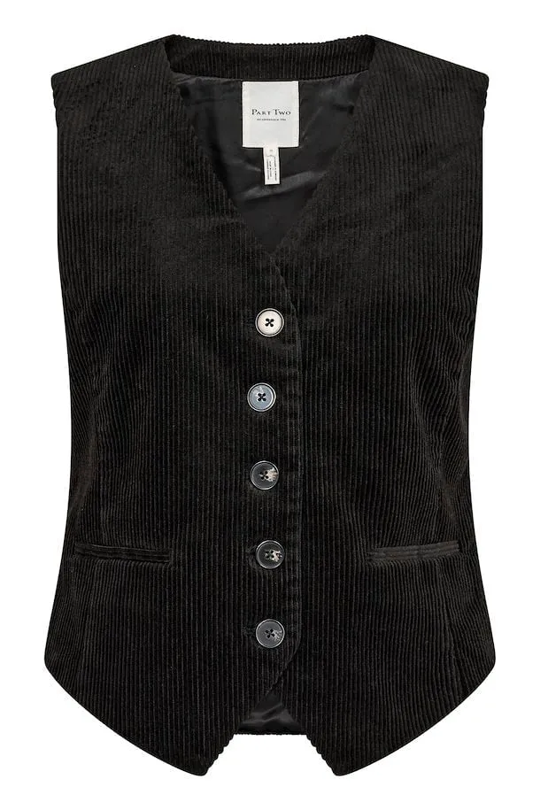 Sacs of Ashbourne   Part Two Linka Black Corduroy Waistcoat