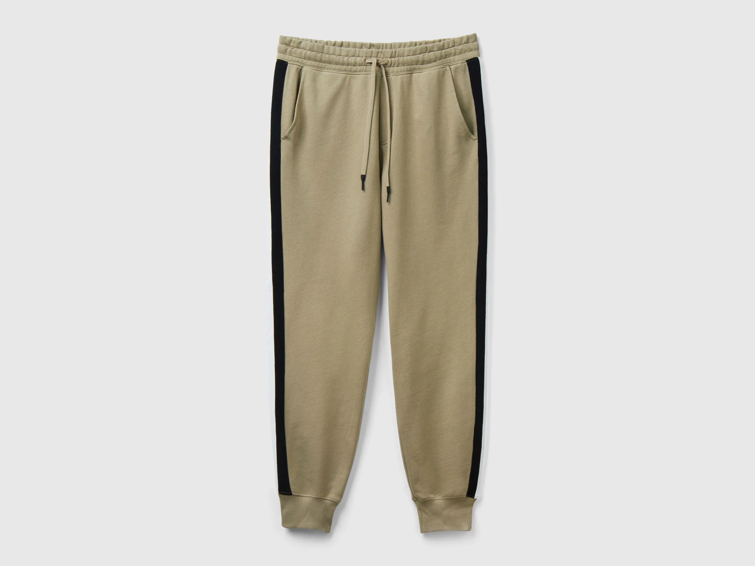 Sage green joggers with stripes - Light Green | Benetton