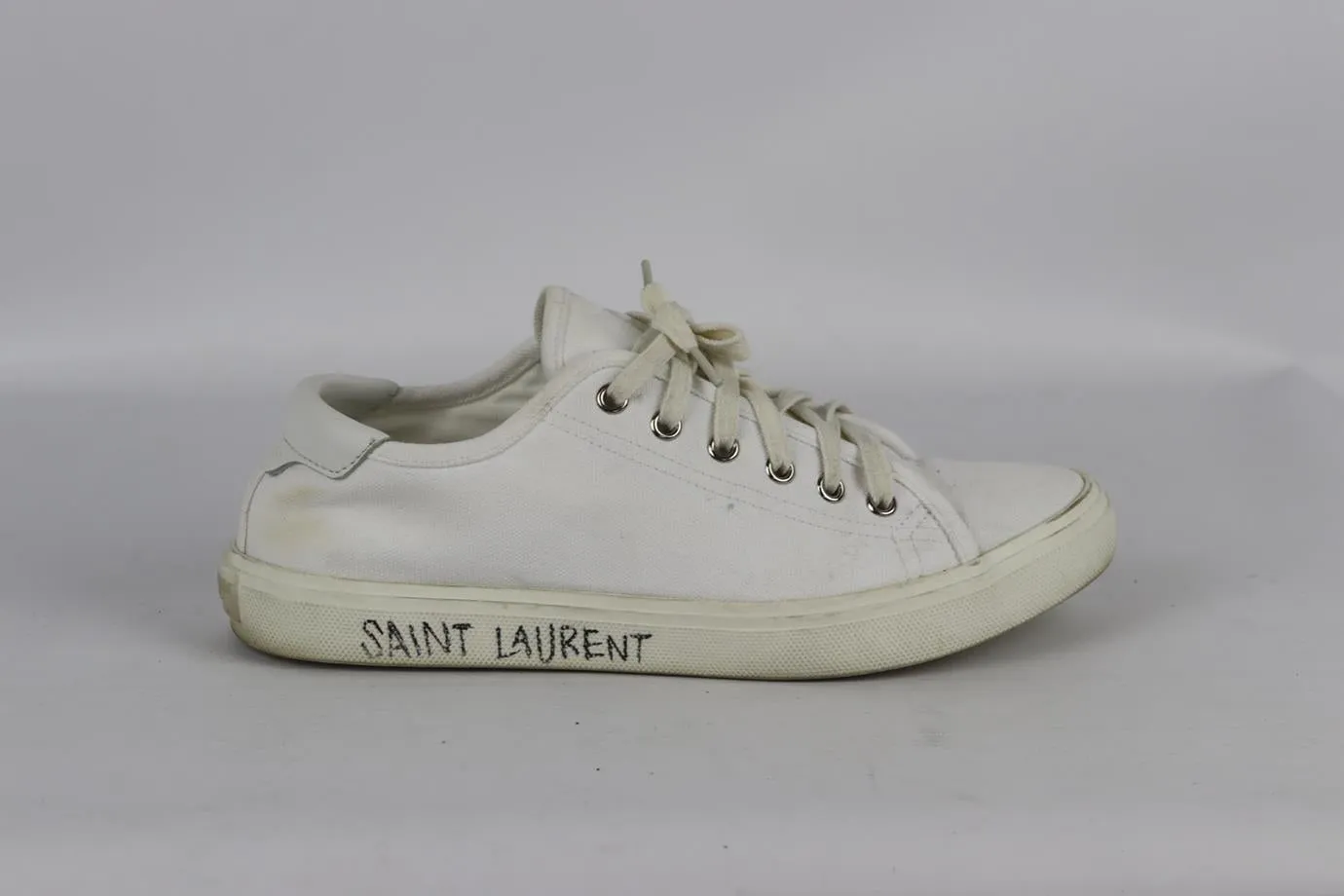 SAINT LAURENT LOGO DETAILED CANVAS SNEAKERS EU 38.5 UK 5.5 US 8.5