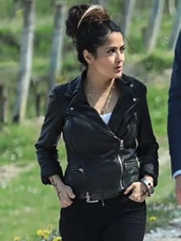 Salma Hayek Hitman's Wife's Bodyguard Black Biker Jacket