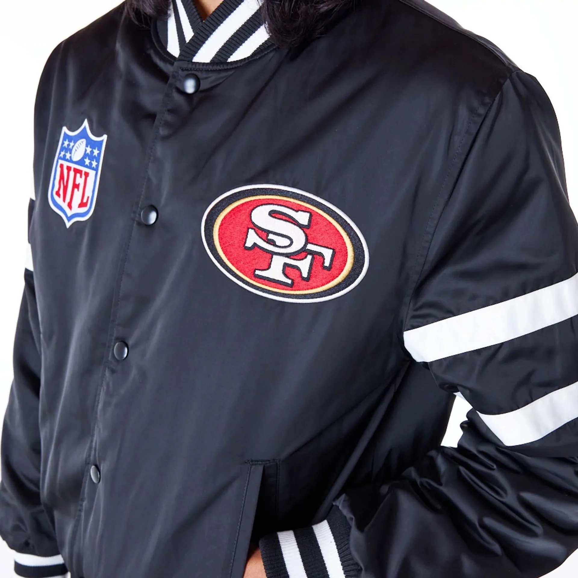 San Francisco 49ers NFL Satin Black Bomber Jacket