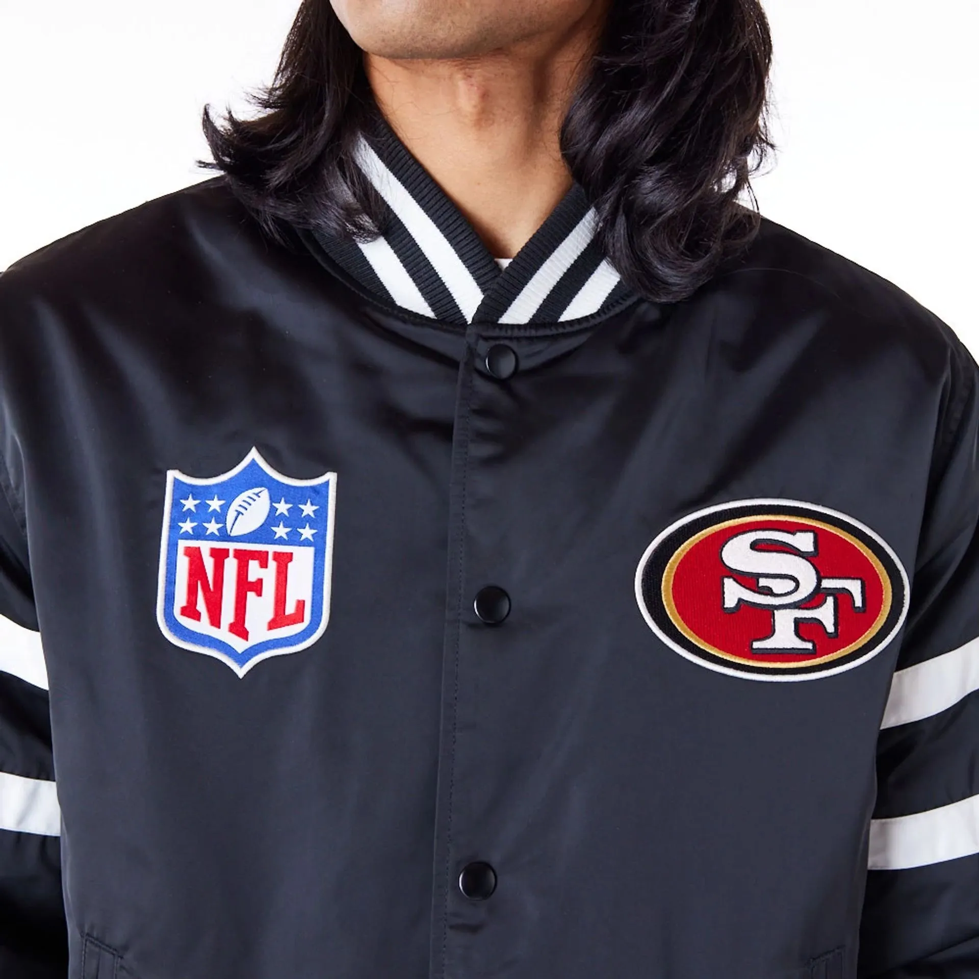 San Francisco 49ers NFL Satin Black Bomber Jacket