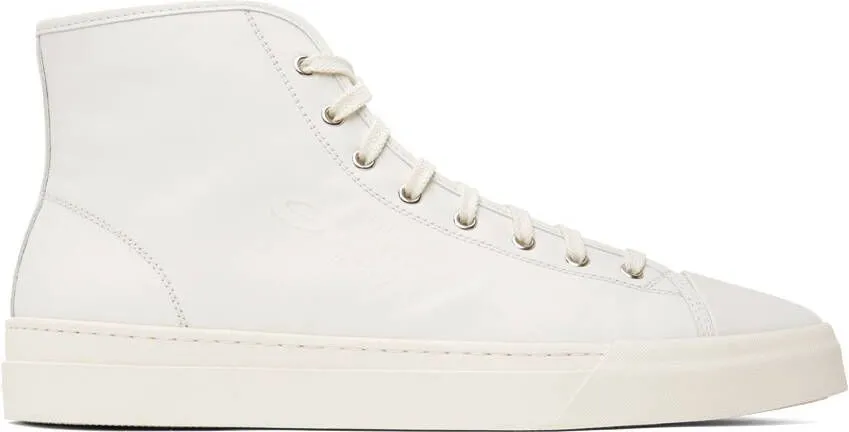 Santoni White Embossed High-Top Sneakers