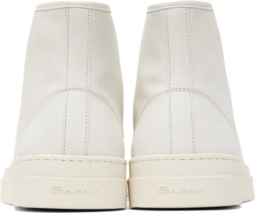 Santoni White Embossed High-Top Sneakers