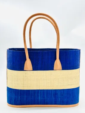 Santorini 3 Tone Color Block Straw Basket Bag Handbag