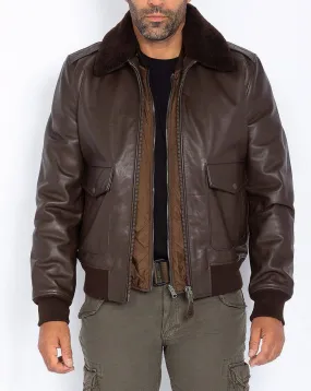 Schott men's brown leather jacket pilot style lc flyw 22