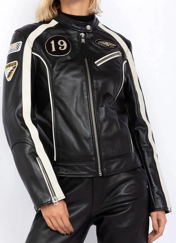 Schott women's black motorcycle style leather jacket lcw indiana