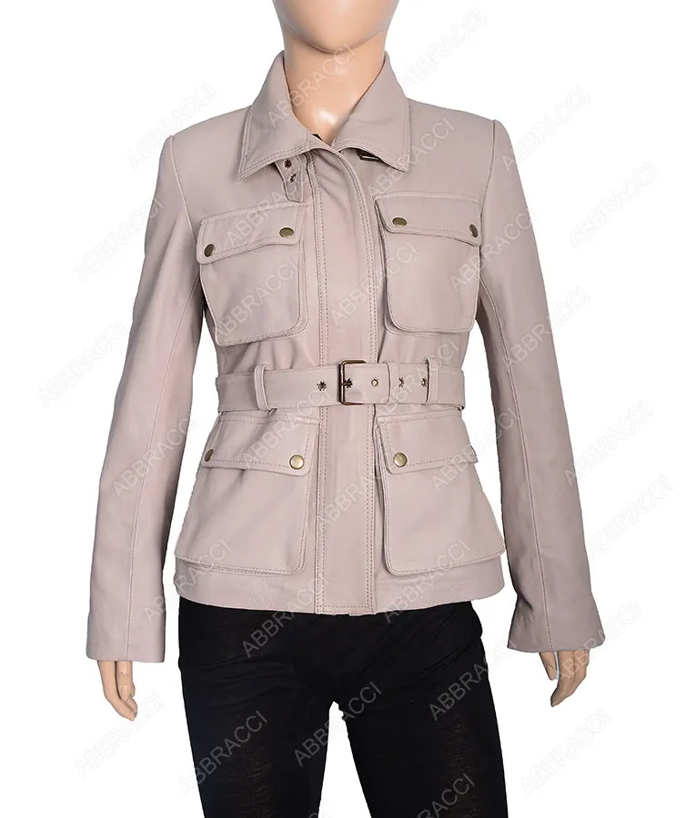 Shop Women's Four Pockets Stone Leather Jacket