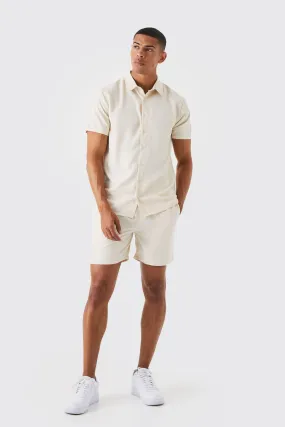 Short Sleeve Soft Twill Smart Shirt & Short | boohooMAN UK