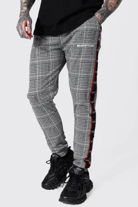 Skinny Man Side Tape Jacquard Joggers | boohooMAN UK