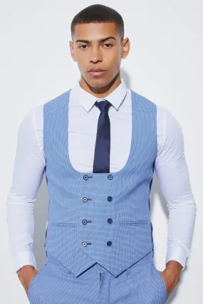 Skinny Micro Texture Double Breasted Waistcoat