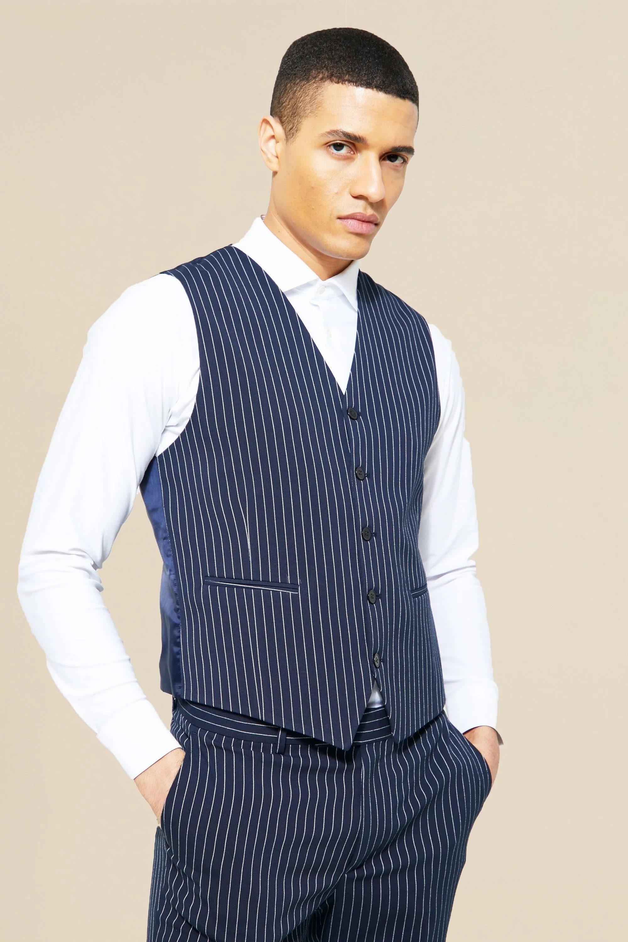 Skinny Pinstripe Waistcoat