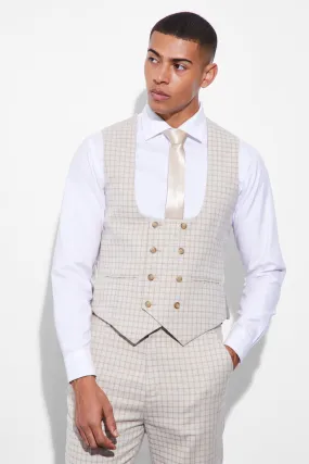 Slim Double Breasted Check Waistcoat