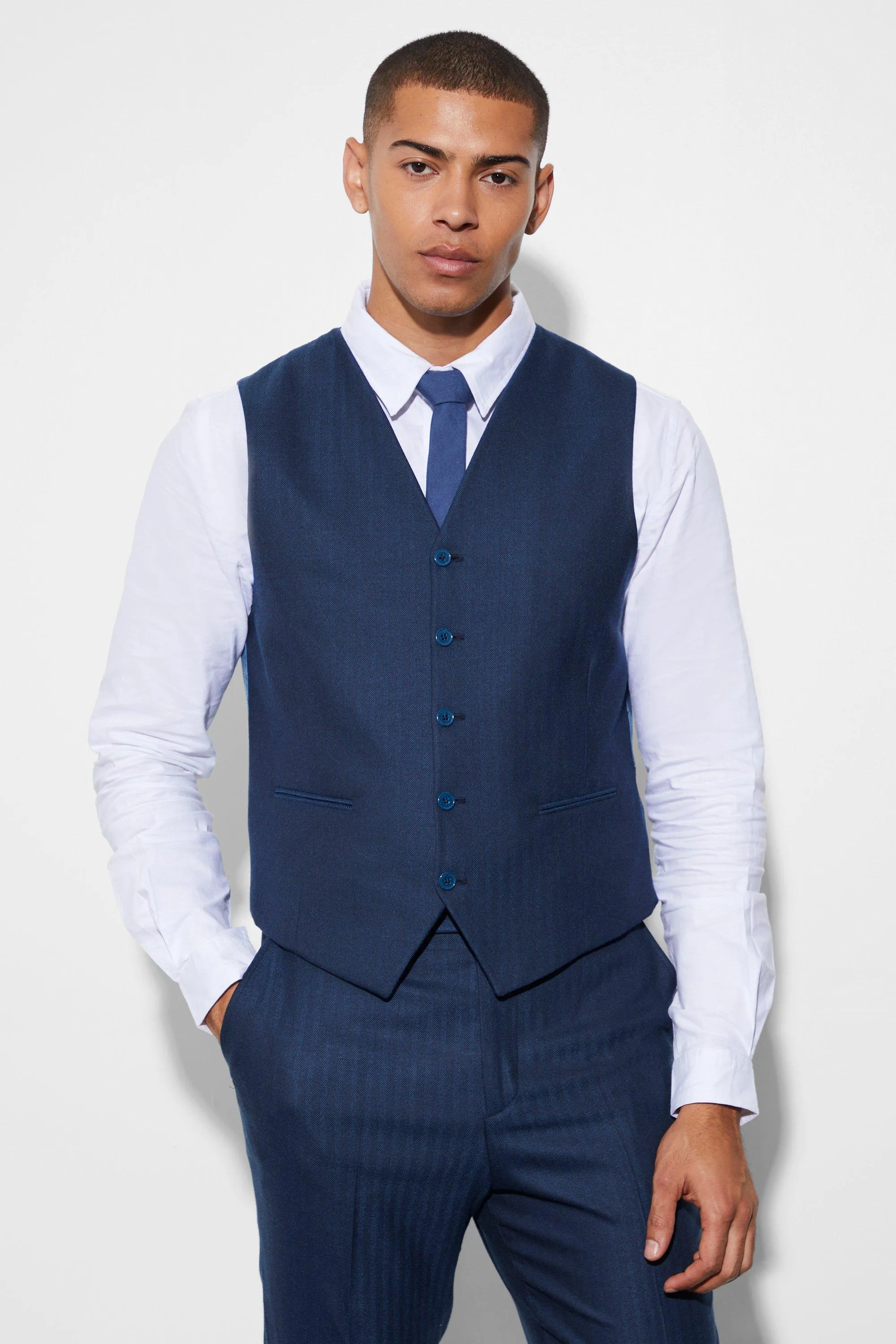 Slim Herringbone Waistcoat