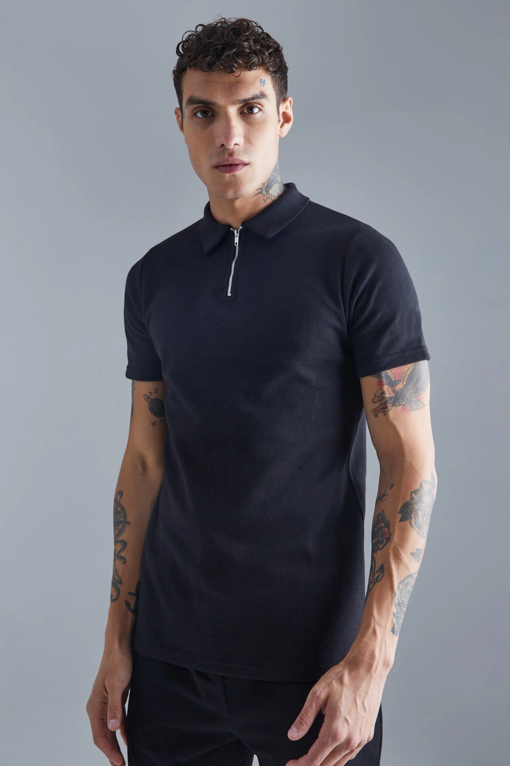 Slim Interlock Jacquard Polo