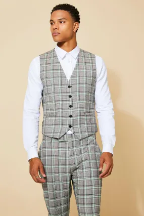 Slim Neon Check Waistcoat