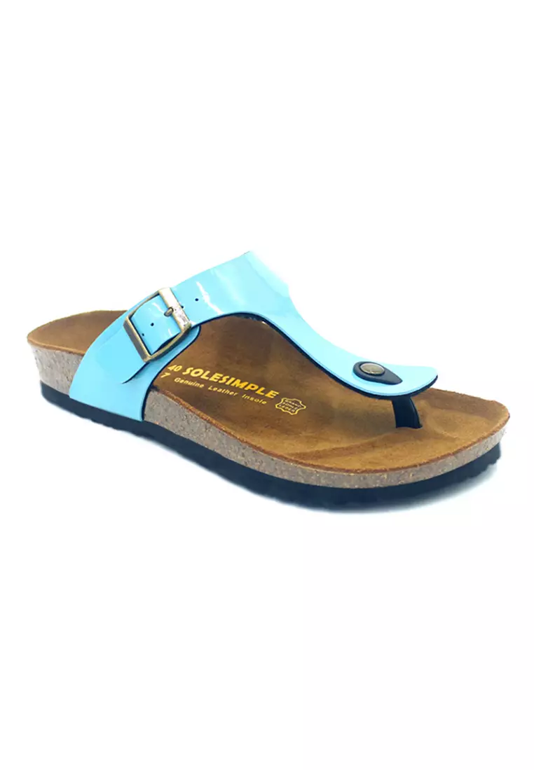 SoleSimple Rome - Glossy Blue Sandals & Flip Flops