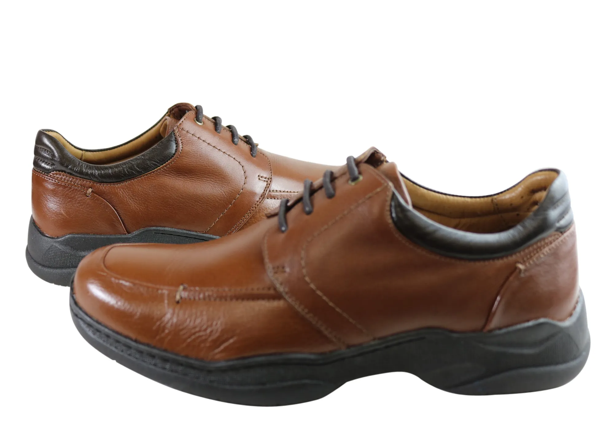 Sollu Ascott Mens Leather Lace Up Comfort Shoes Made In Brazil