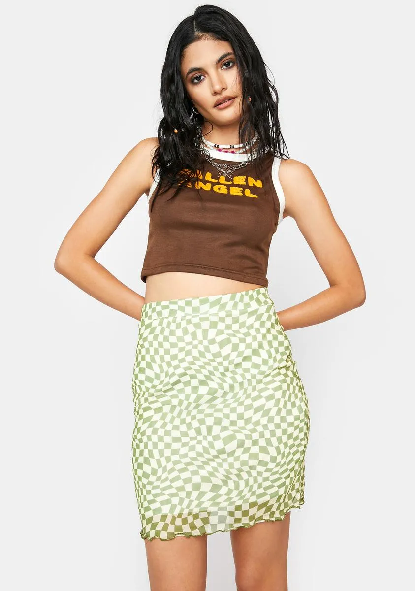 Sophia Mesh Checkered Skirt-