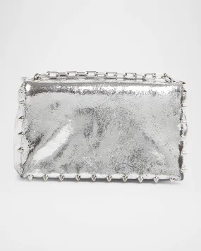 Spike Metallic Leather Pouch Bag