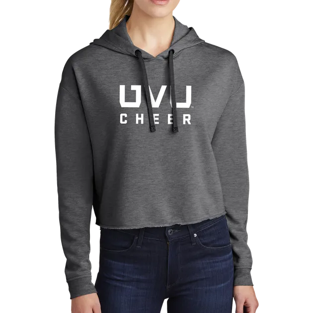 Sport-Tek Ladies PosiCharge Tri-Blend Wicking Fleece Crop Hooded Pullover - UVU Cheer