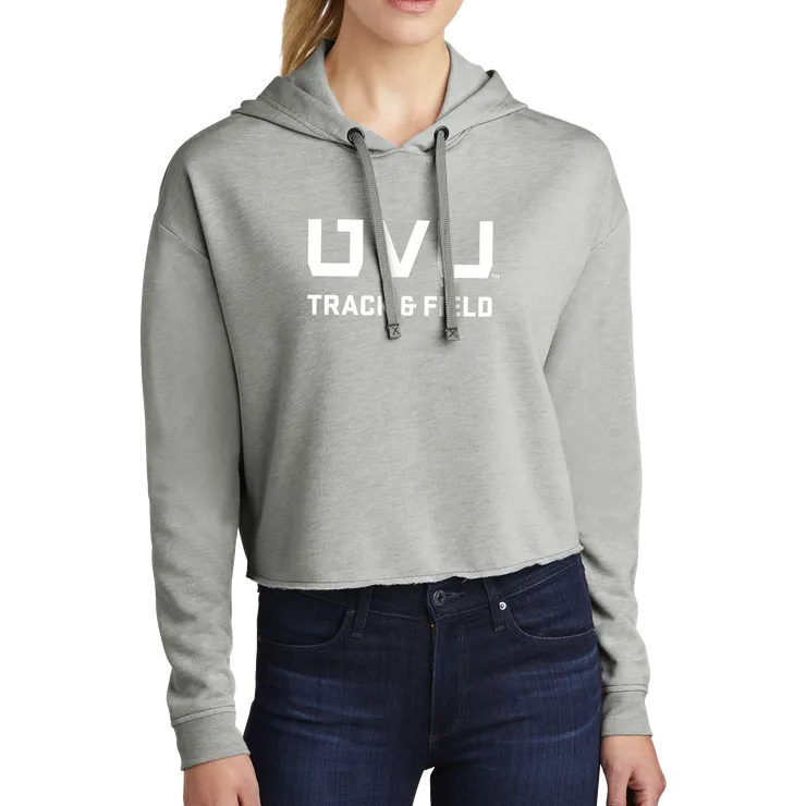 Sport-Tek Ladies PosiCharge Tri-Blend Wicking Fleece Crop Hooded Pullover - UVU Track & Field