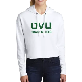 Sport-Tek Ladies PosiCharge Tri-Blend Wicking Fleece Crop Hooded Pullover - UVU Track & Field