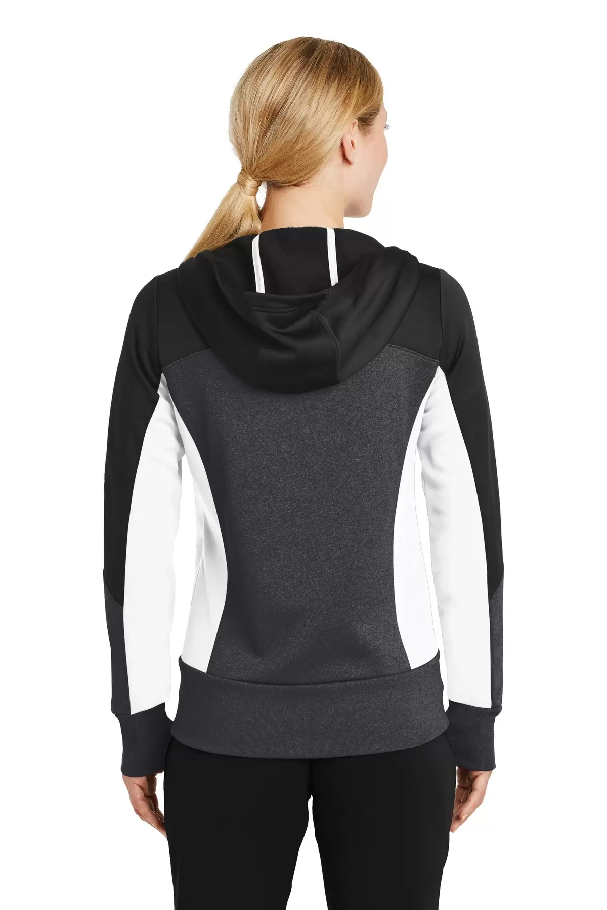 Sport Tek LST245 Sport-Tek Ladies Tech Fleece Colorblock Full-Zip Hooded Jacket SKU: LST245