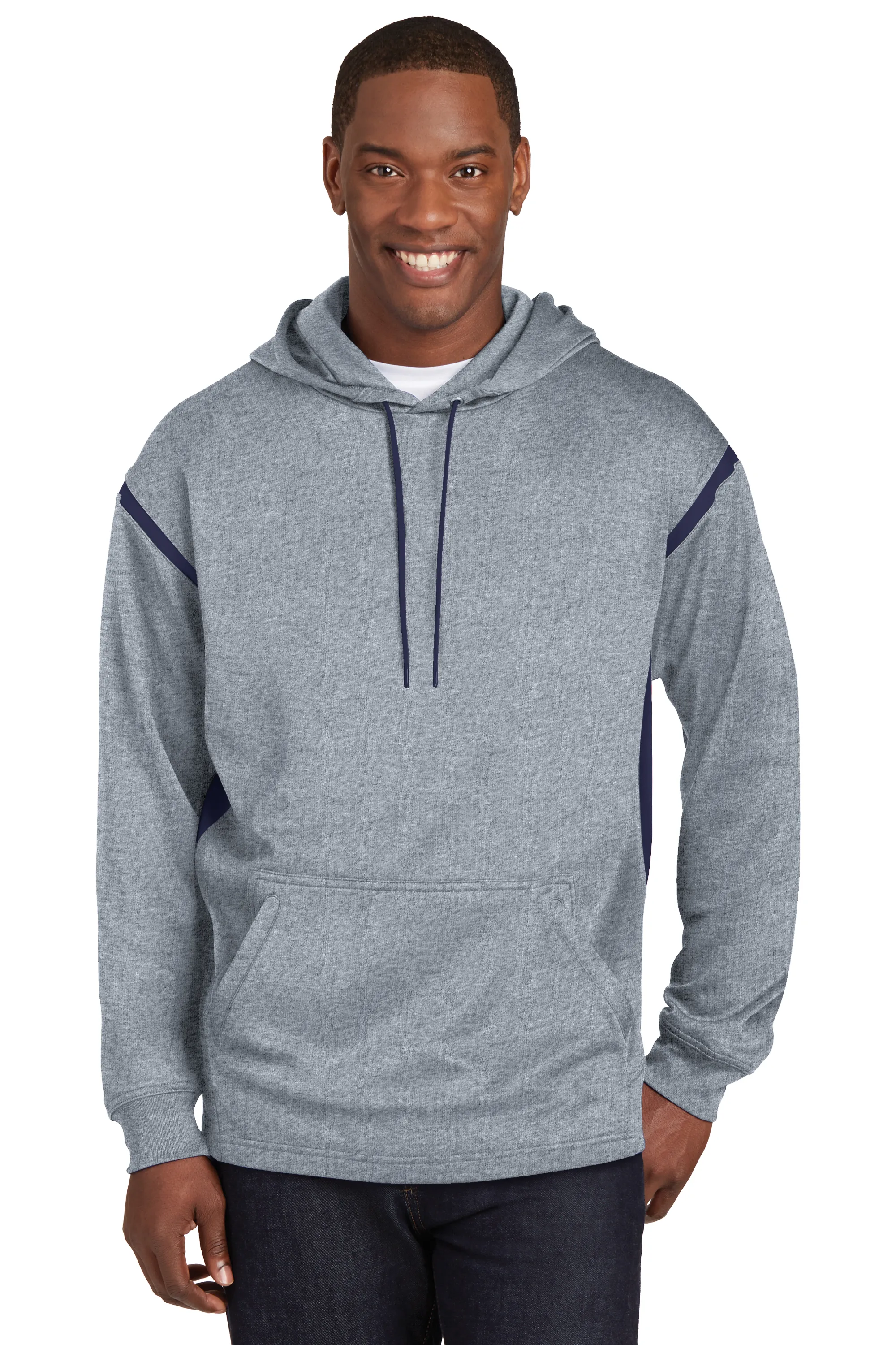 Sport-Tek Men's Tech Fleece Colorblock Hooded Sweatshirt. F246.