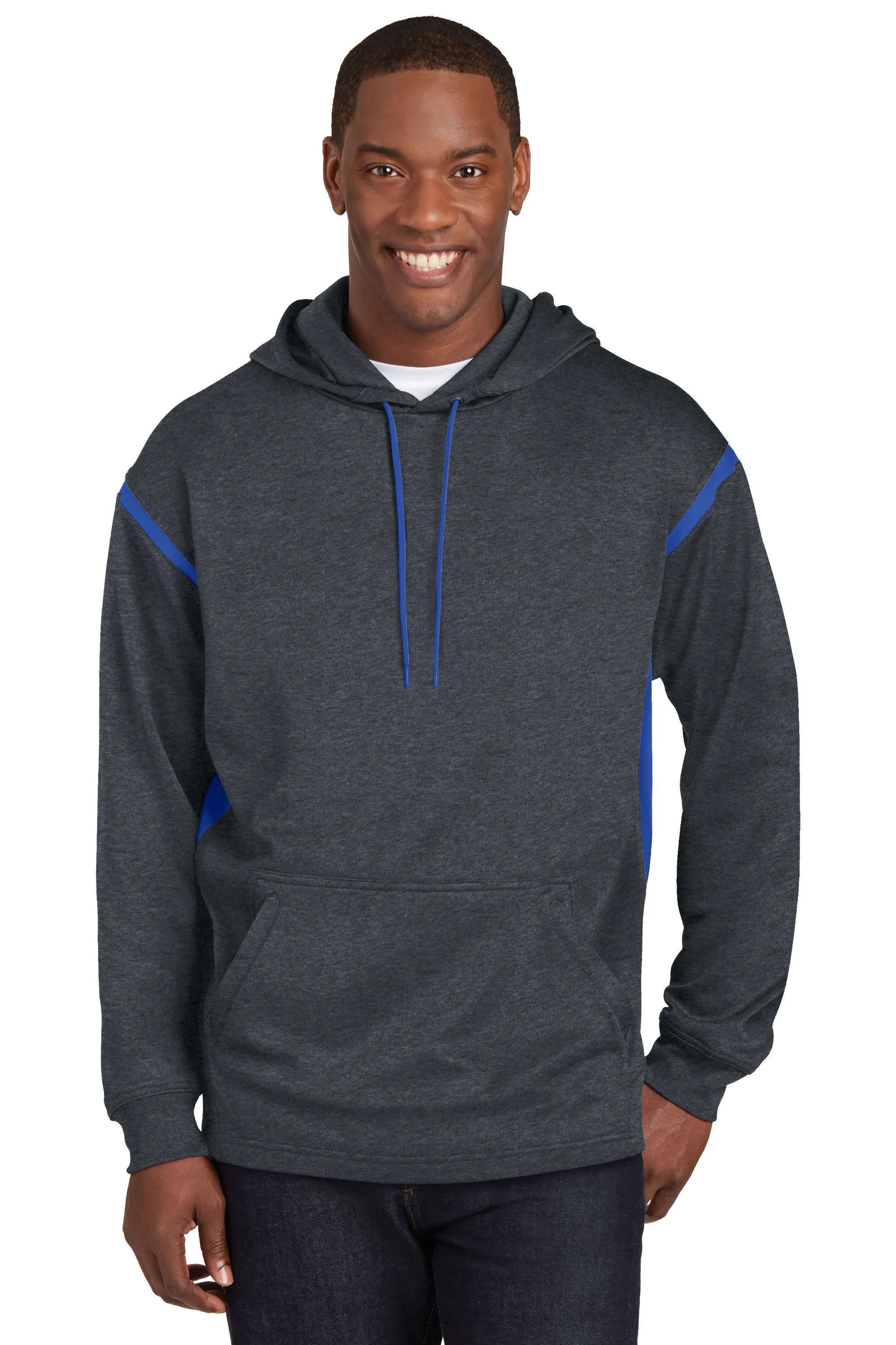 Sport-Tek Men's Tech Fleece Colorblock Hooded Sweatshirt. F246.