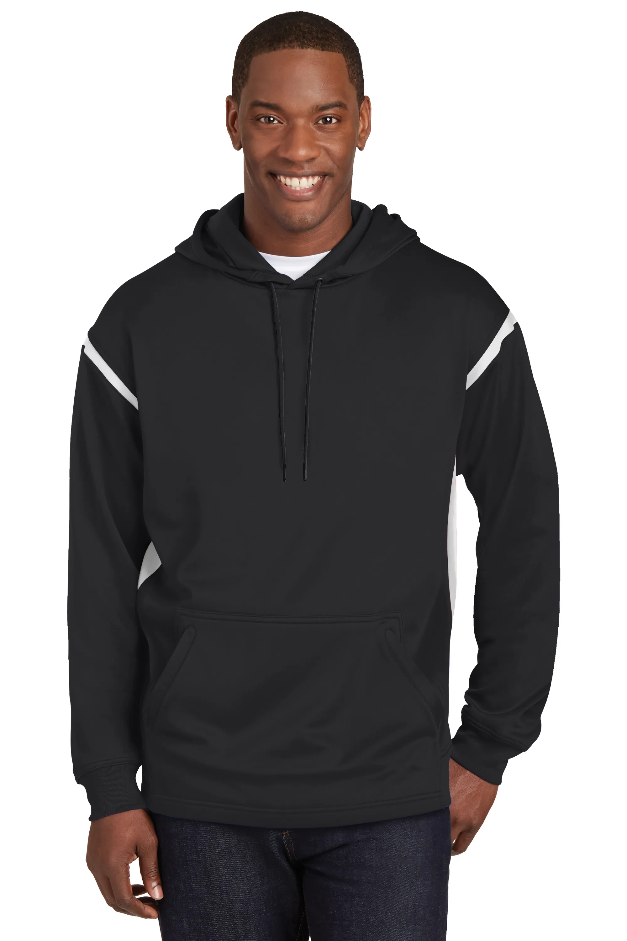 Sport-Tek Men's Tech Fleece Colorblock Hooded Sweatshirt. F246.