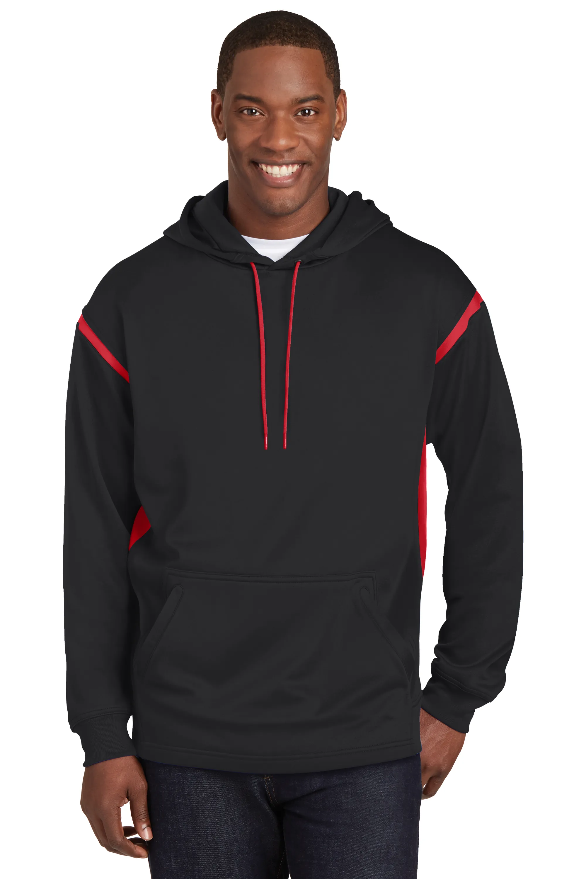 Sport-Tek Men's Tech Fleece Colorblock Hooded Sweatshirt. F246.