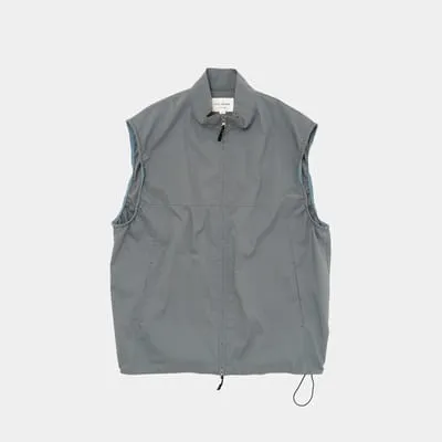 Still By Hand Cotton Polyester Stand Collar Vest Slate