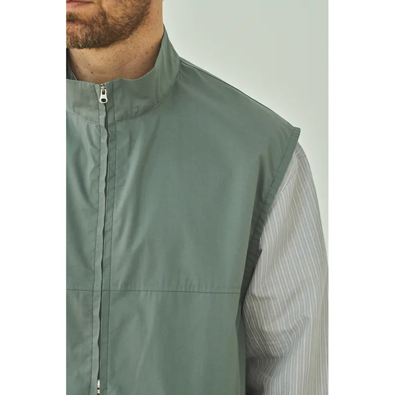 Still By Hand Cotton Polyester Stand Collar Vest Slate