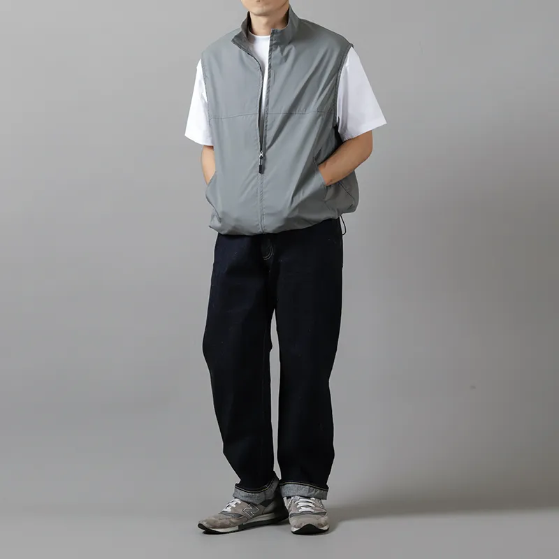 Still By Hand Cotton Polyester Stand Collar Vest Slate