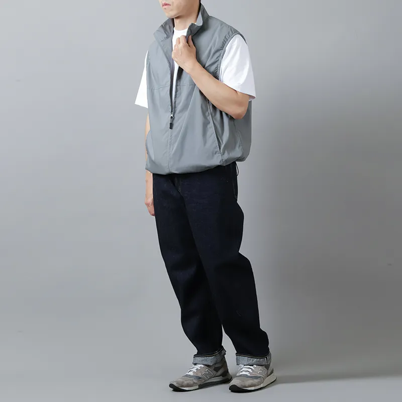 Still By Hand Cotton Polyester Stand Collar Vest Slate