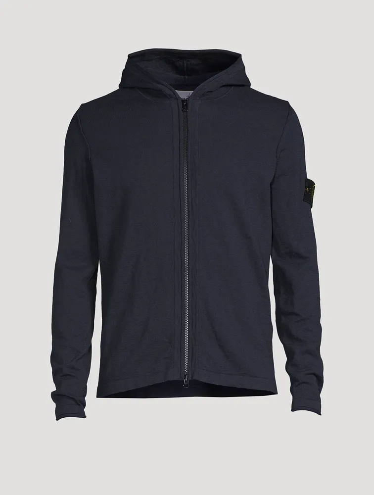 STONE ISLAND Stocking Stitch Cotton-Nylon Zip Hoodie