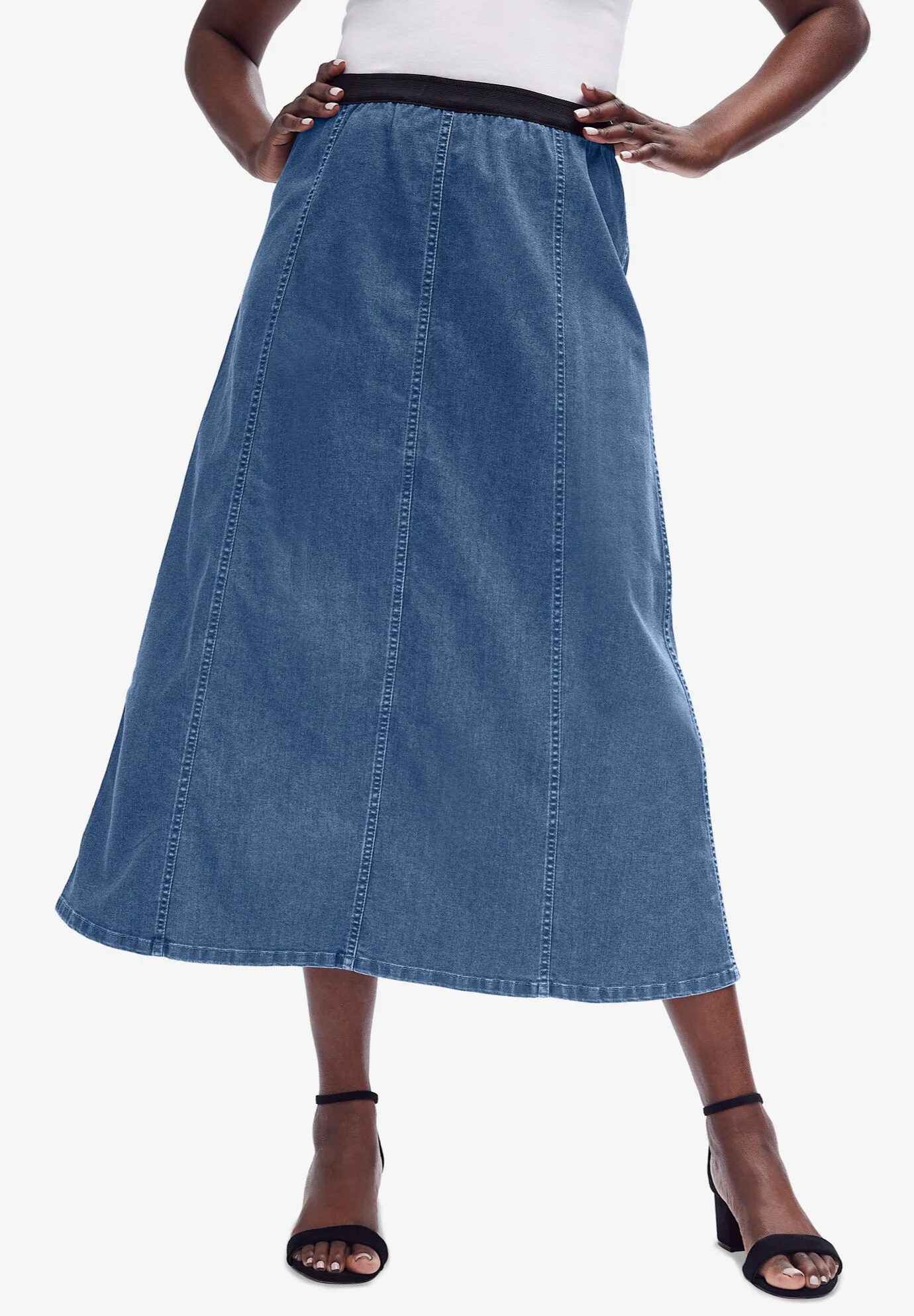 Stretch Denim Jegging Skirt