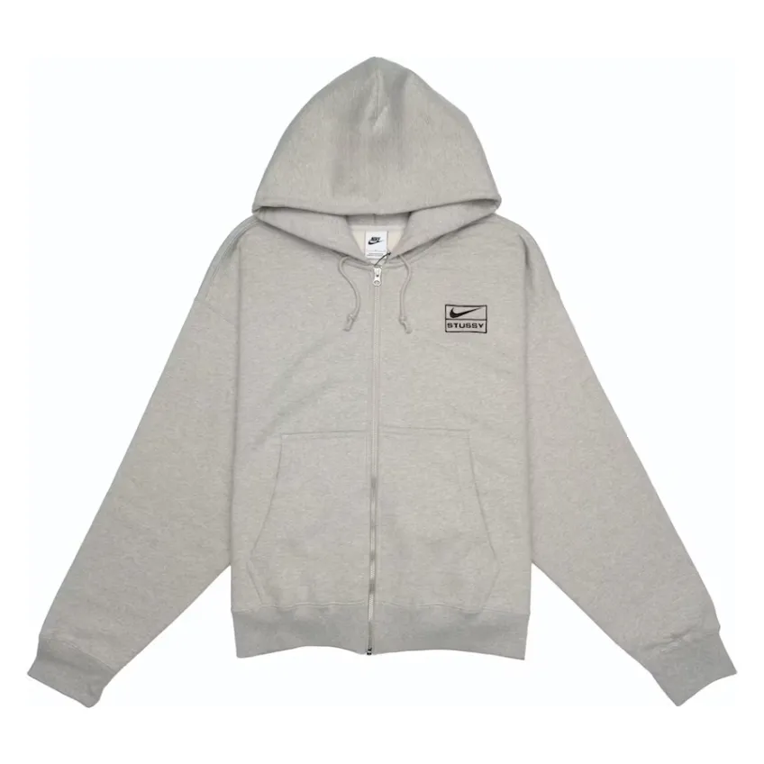 Stussy x Nike Fleece Zip Hoodie Grey Heather