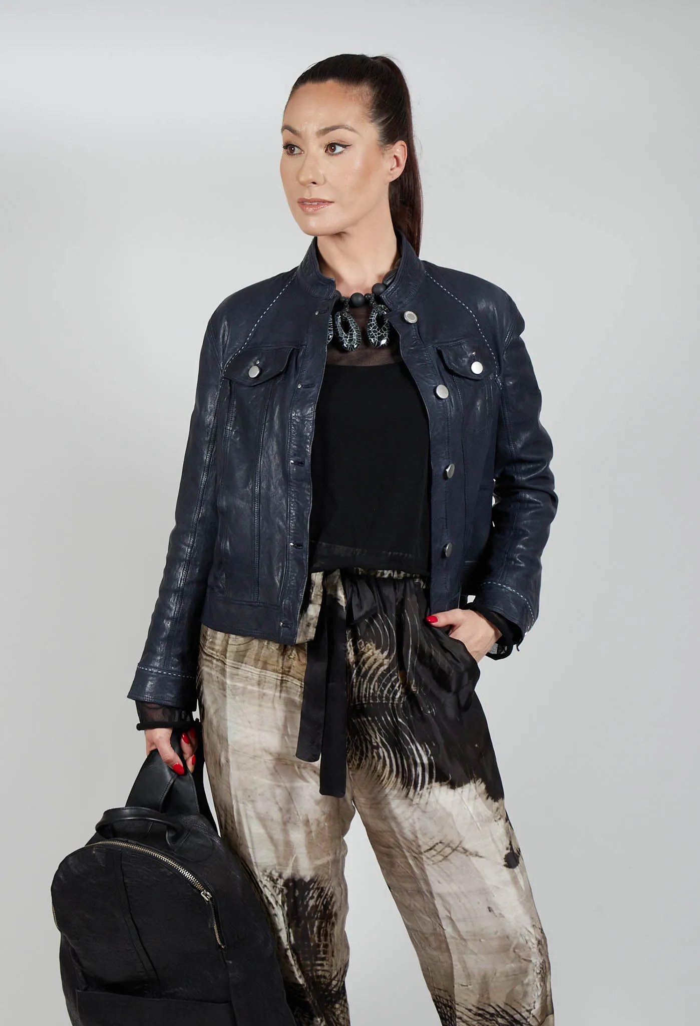 Suspense Leather Jacket in Off Black