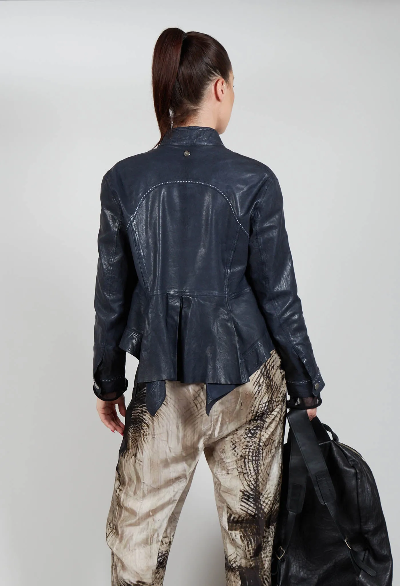 Suspense Leather Jacket in Off Black