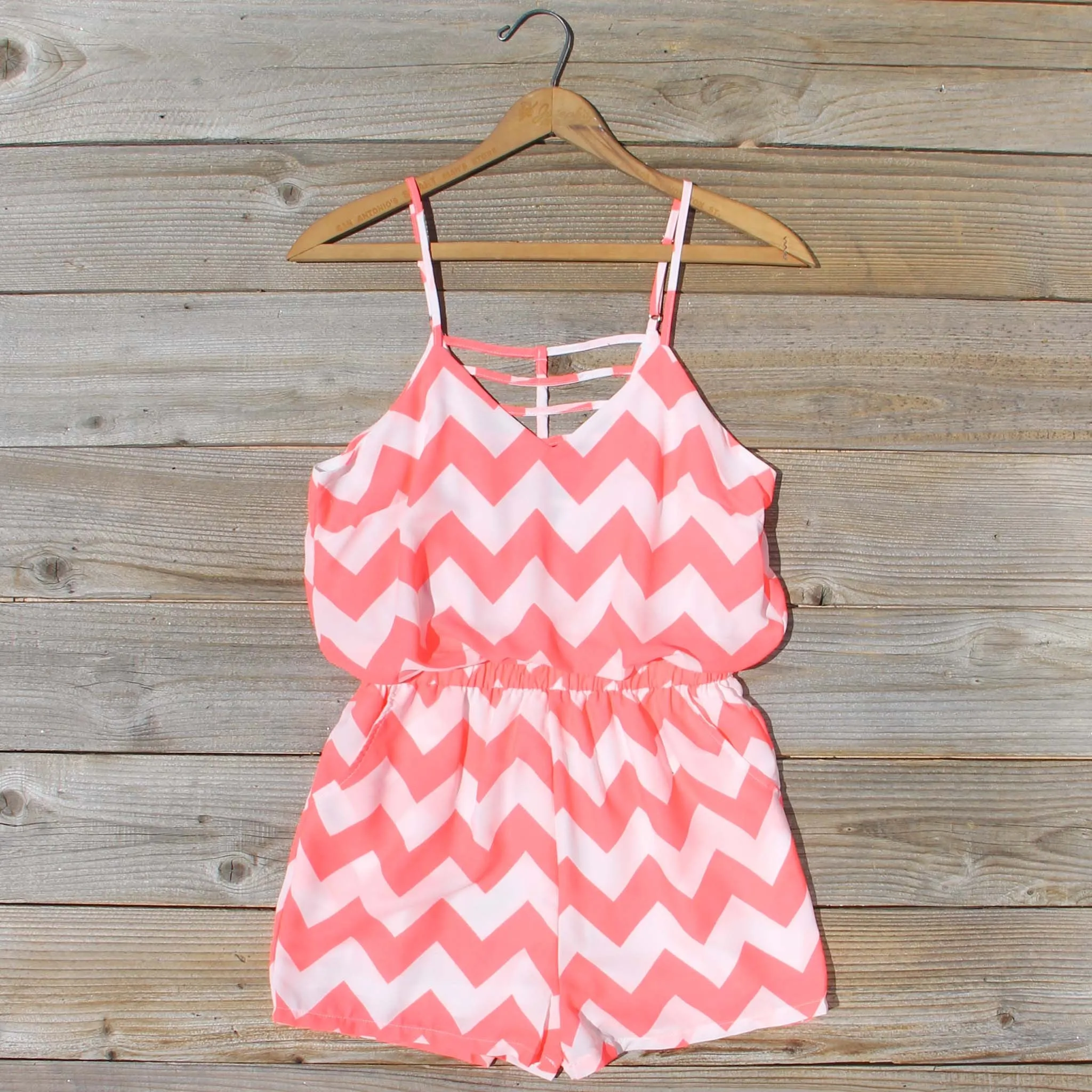 Sweetvine Chevron Romper in Pink