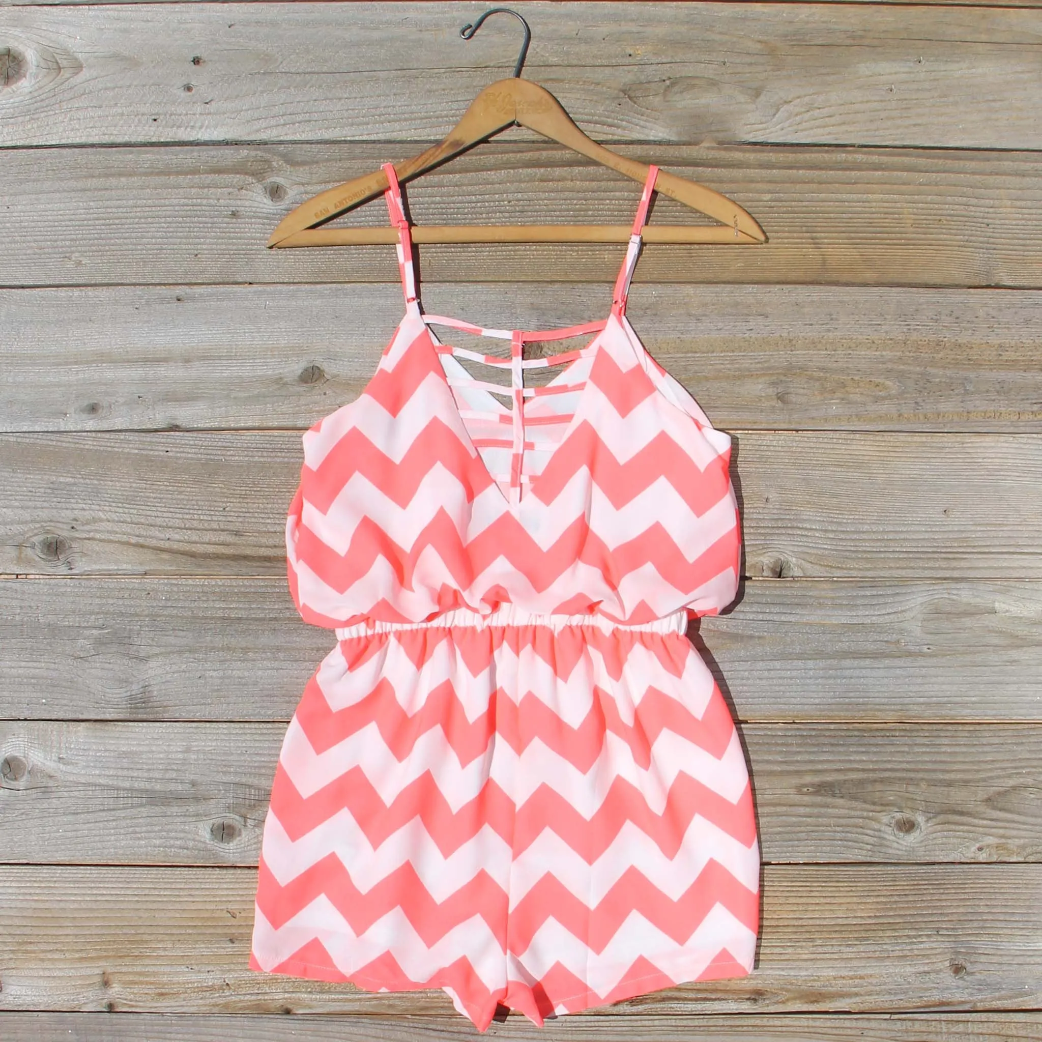 Sweetvine Chevron Romper in Pink