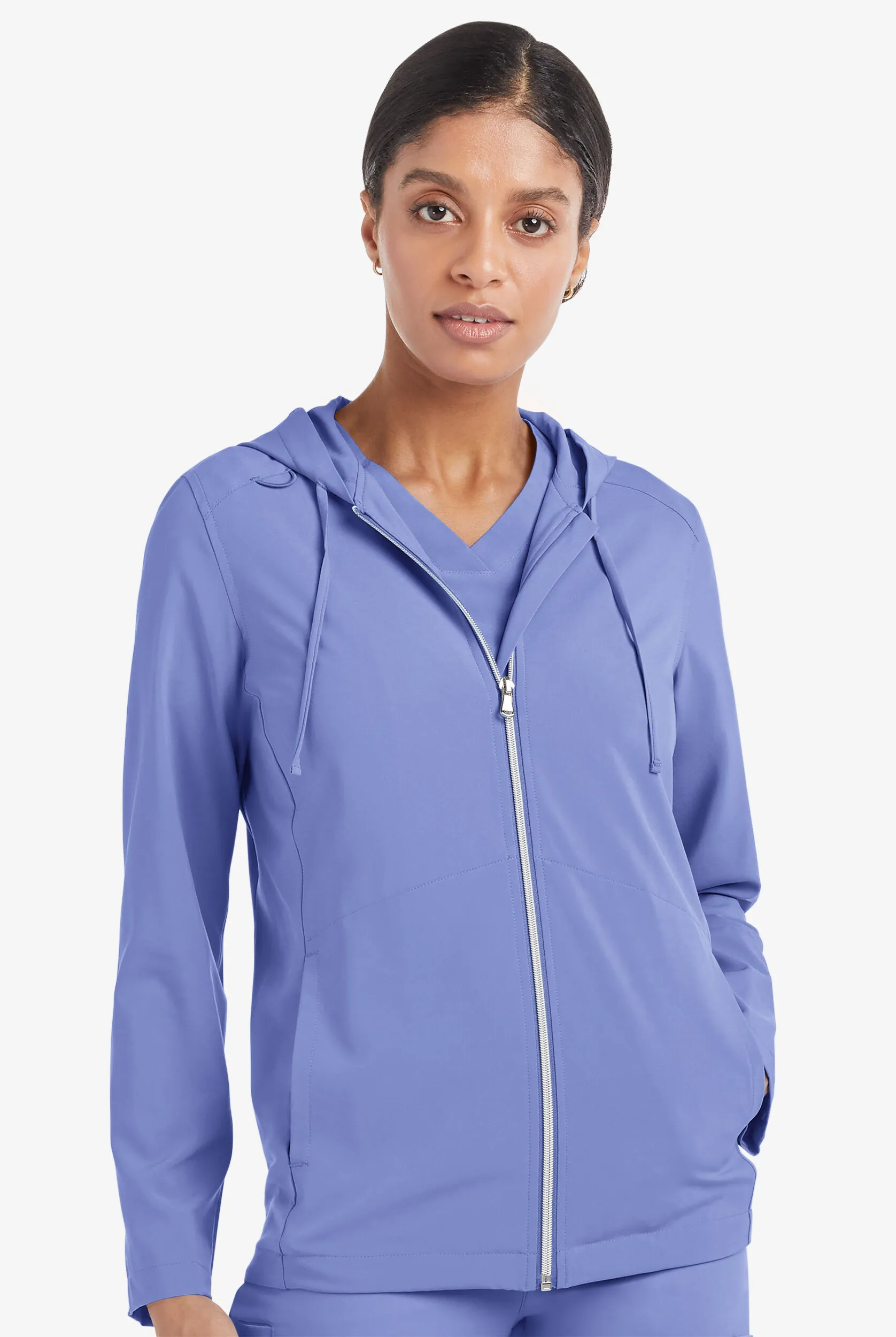 Tafford Active Selena Women's 5-Pocket Long Sleeve Zip-Front Scrub Hoodie