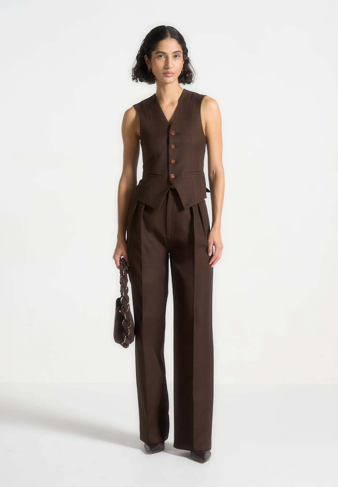 Tailored Cinch Waistcoat - Brown