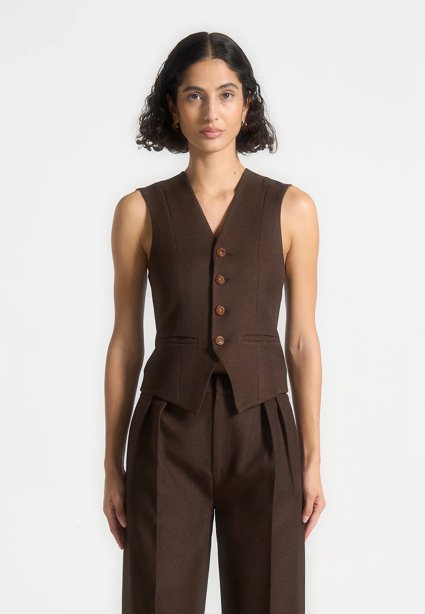 Tailored Cinch Waistcoat - Brown