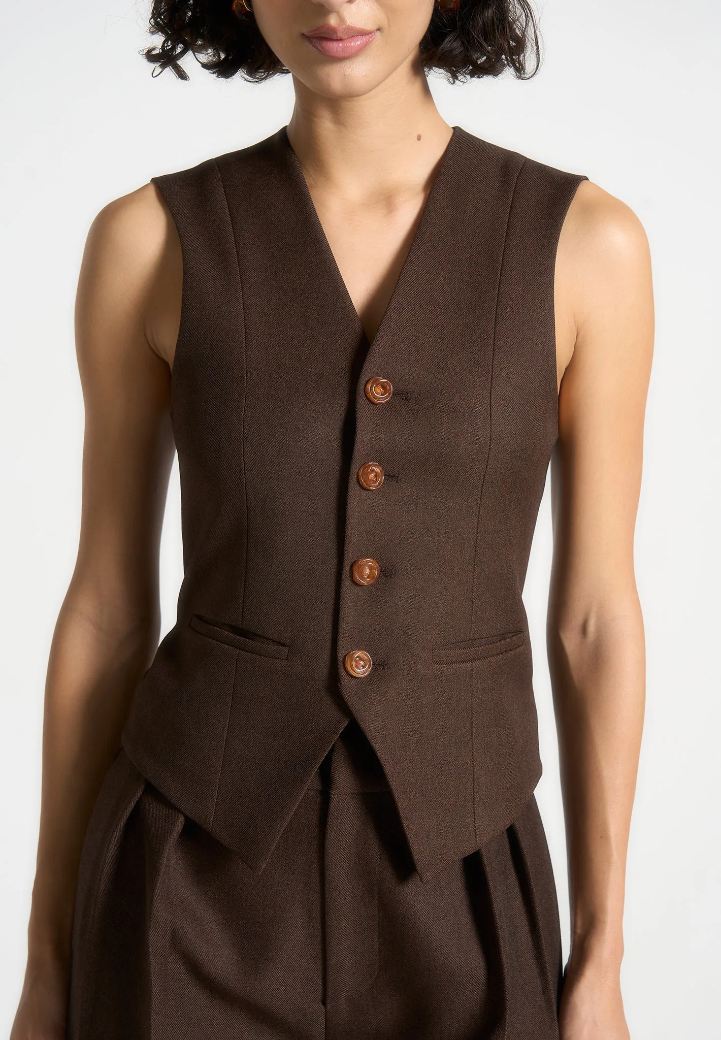 Tailored Cinch Waistcoat - Brown