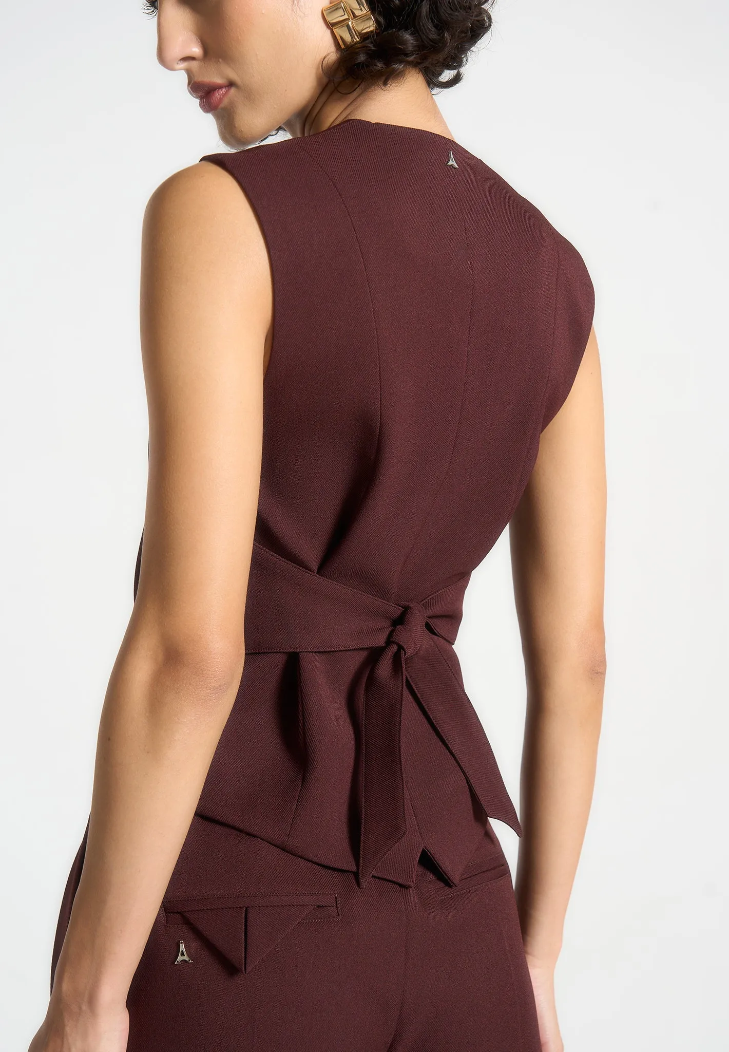 Tailored Cinch Waistcoat - Wine Red