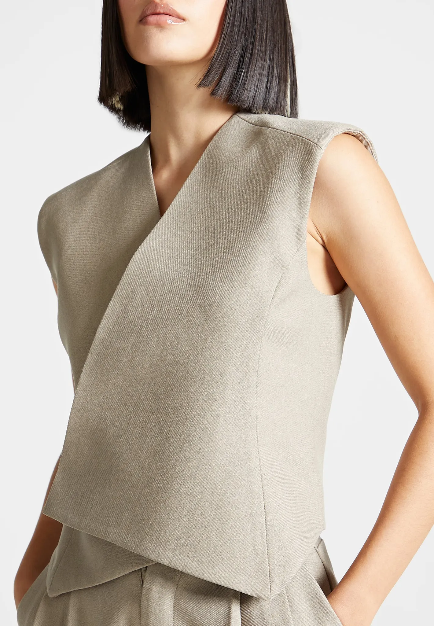 Tailored Wrap Waistcoat - Beige